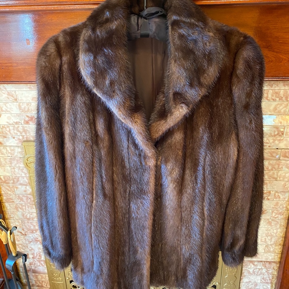 Vintage Dark Brown Natural Mink Stroller Jacket